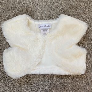Jona Michelle toddler girls jacket cardigan sweater faux fur ivory 2T kids